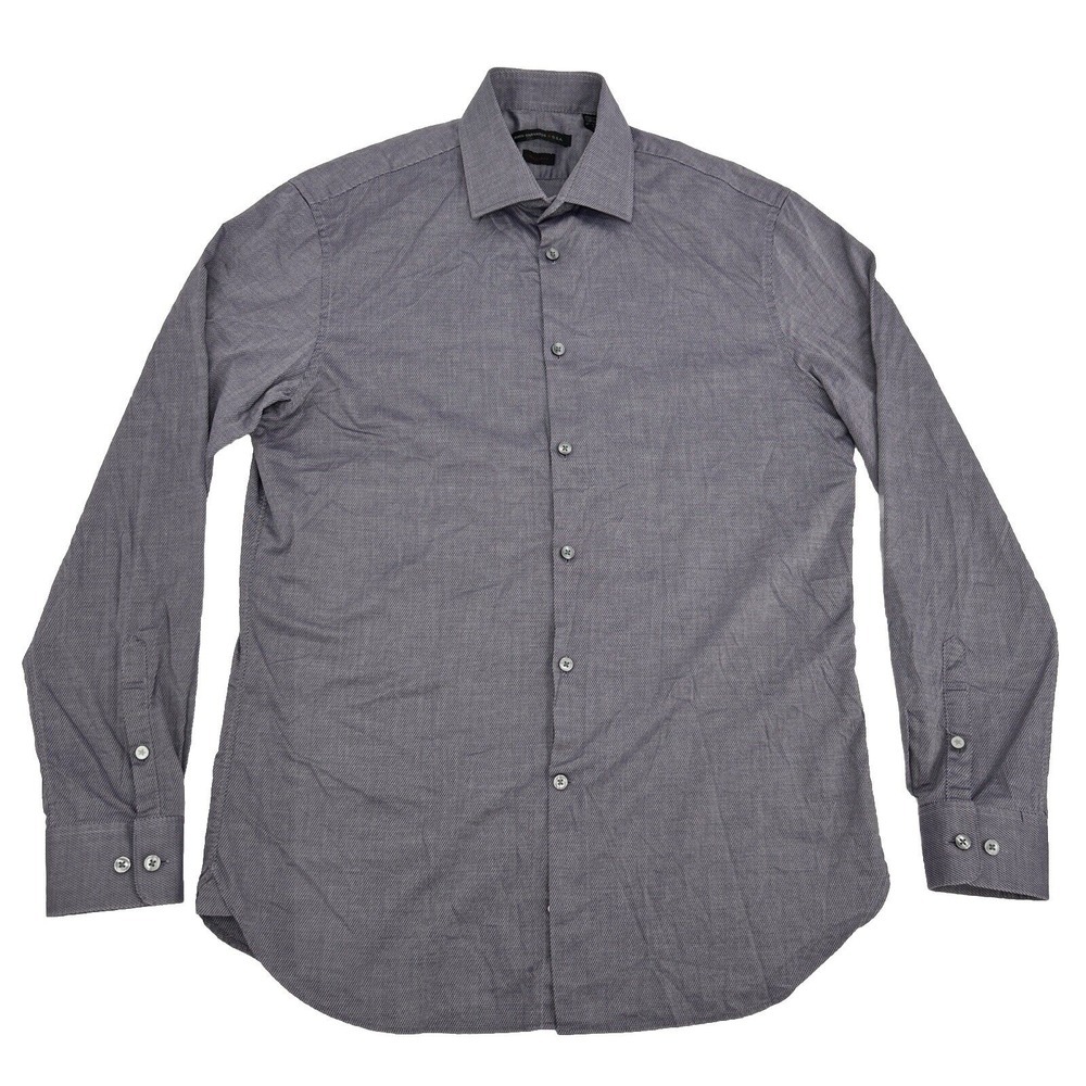 John Varvatos Shirt Men 15.5 34/35 Purple Geometric Button Up Dress Casual